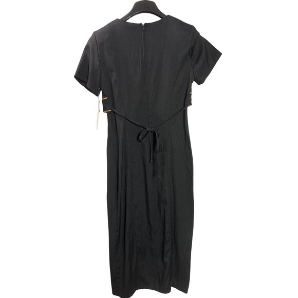 Vintage 90s Scarlett Black Maxi Dress Gold Tiger Embroidery 10 Back Tie New - Picture 6 of 7